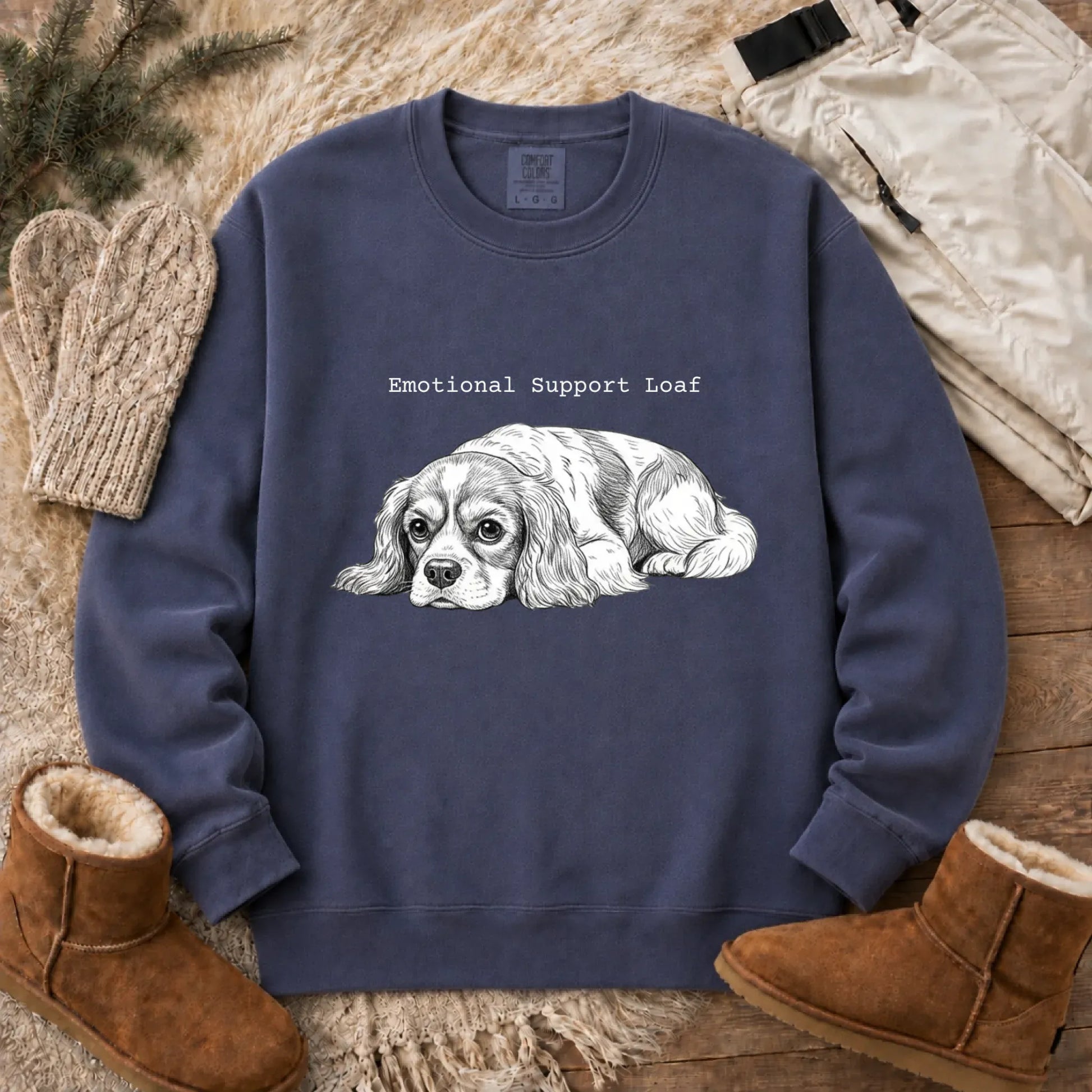 Cavalier Emotional Support Loaf Unisex Sweatshirt Denim