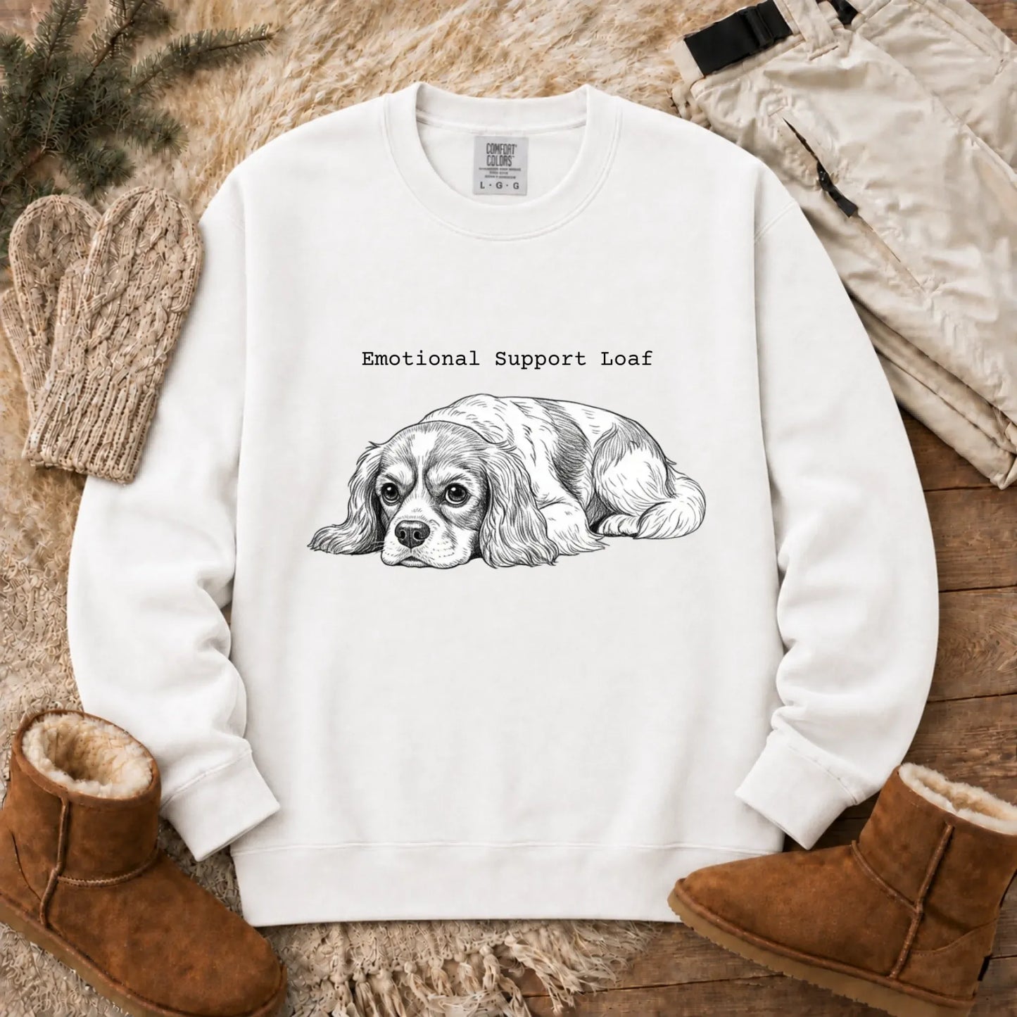 Cavalier Emotional Support Loaf Unisex Sweatshirt White