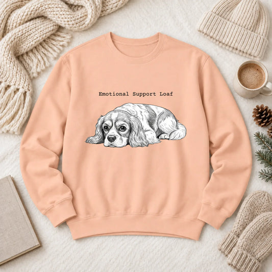 Cavalier Emotional Support Loaf Unisex Sweatshirt Peachy