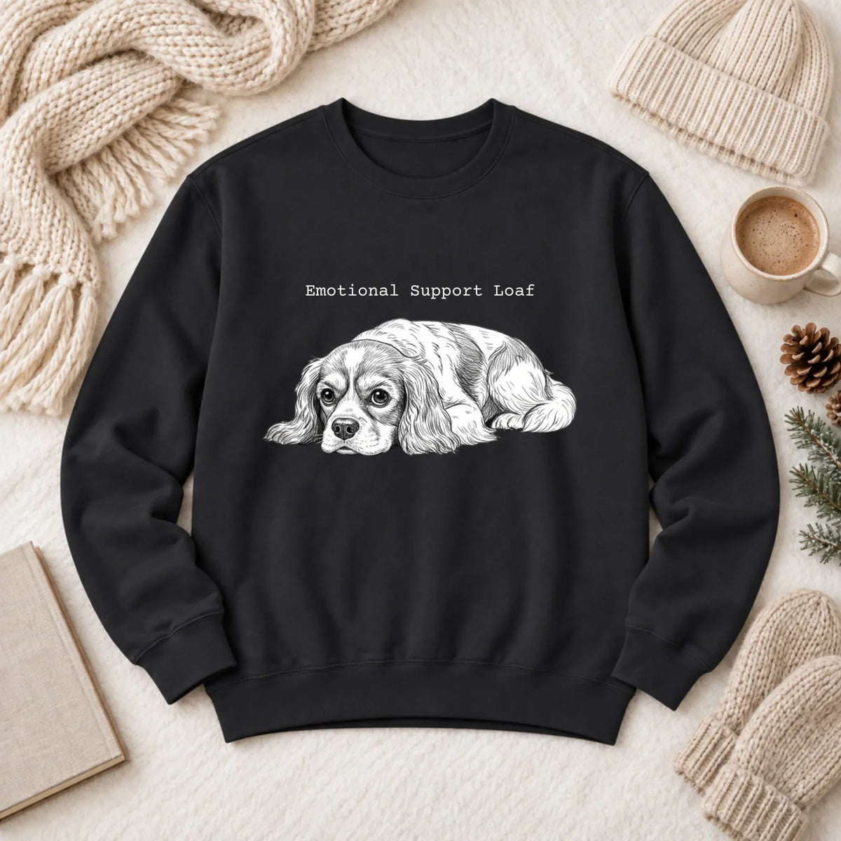 Cavalier Emotional Support Loaf Unisex Sweatshirt Black