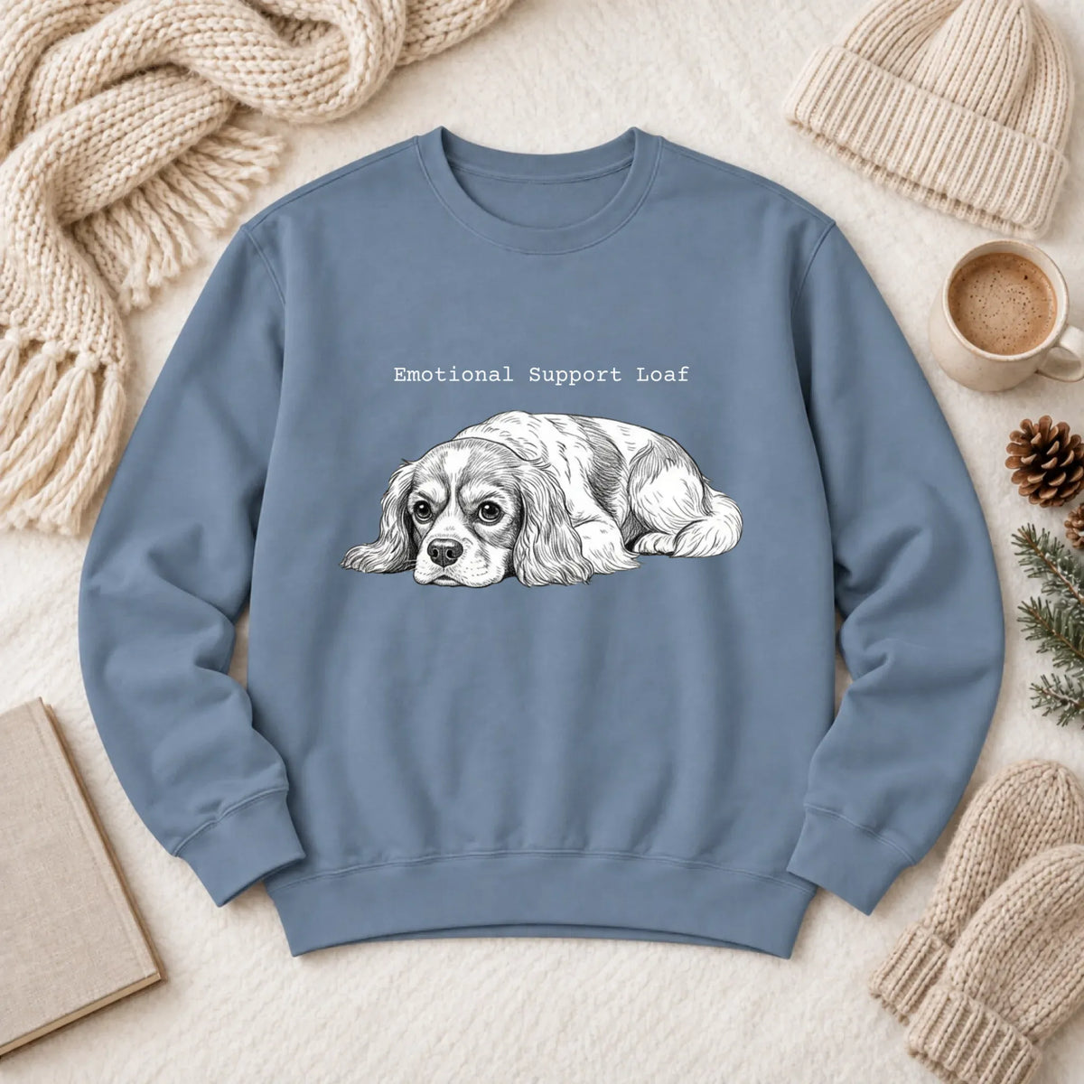Cavalier Emotional Support Loaf Unisex Sweatshirt Blue Jean