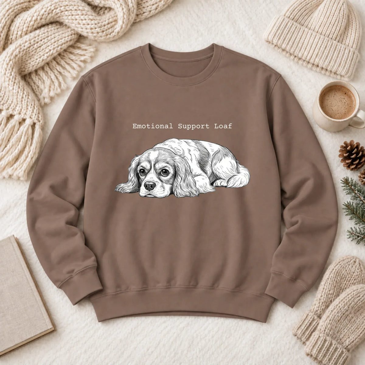 Cavalier Emotional Support Loaf Unisex Sweatshirt Espresso
