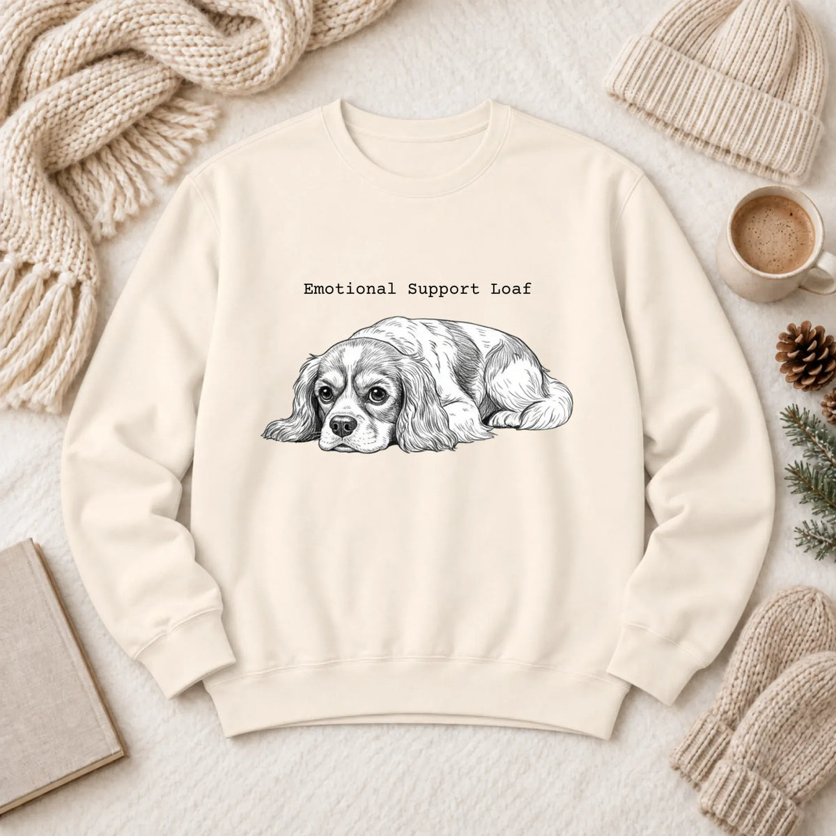 Cavalier Emotional Support Loaf Unisex Sweatshirt Ivory