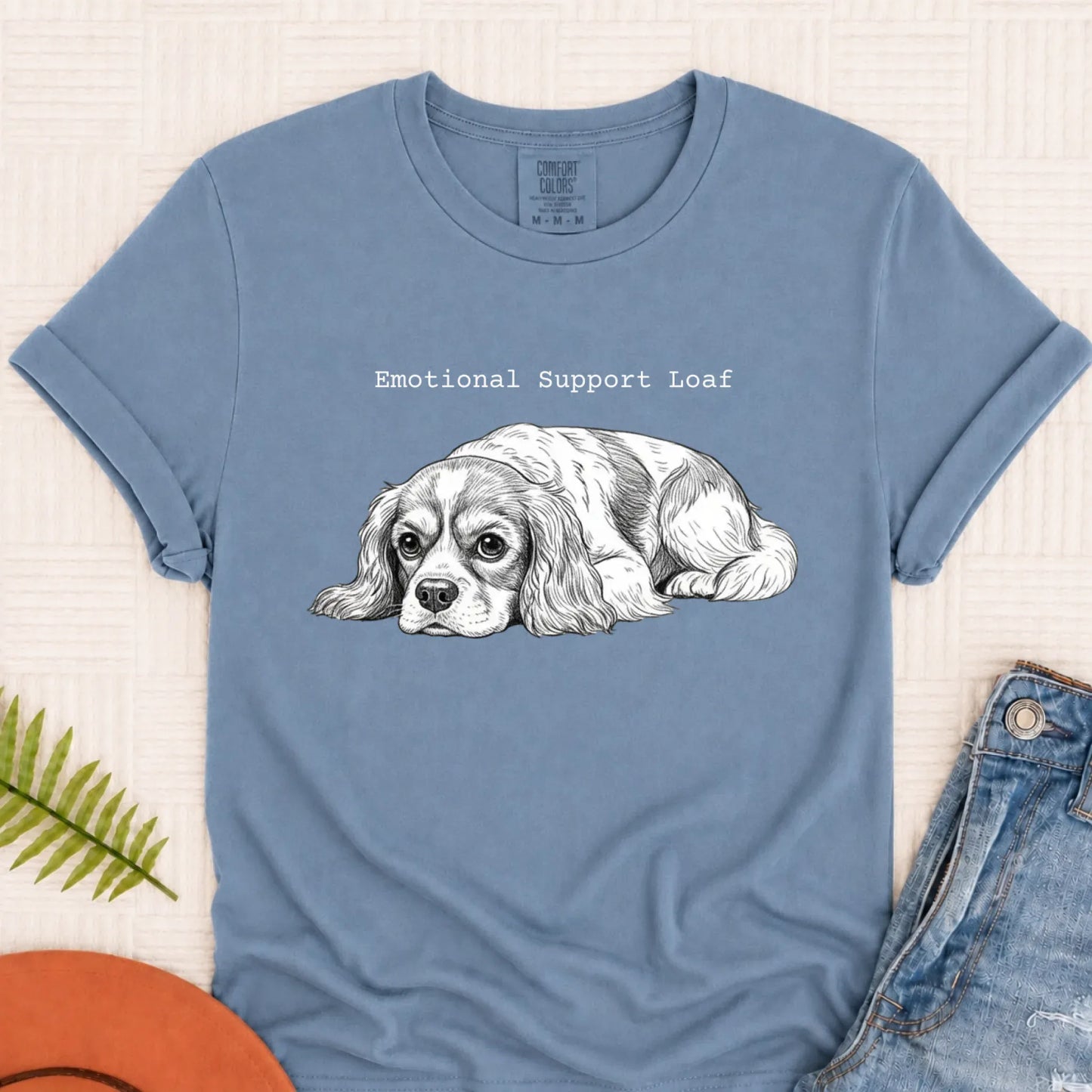 Cavalier Emotional Support Loaf Unisex Tshirt Blue Jean