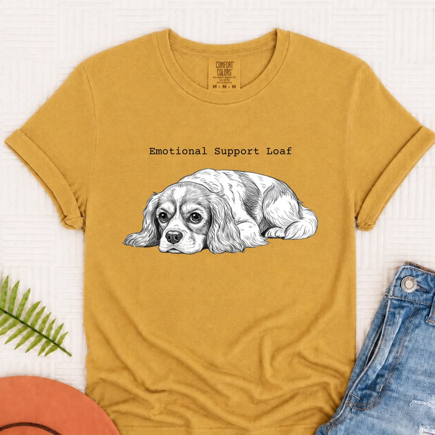 Cavalier Emotional Support Loaf Unisex Tshirt Mustard