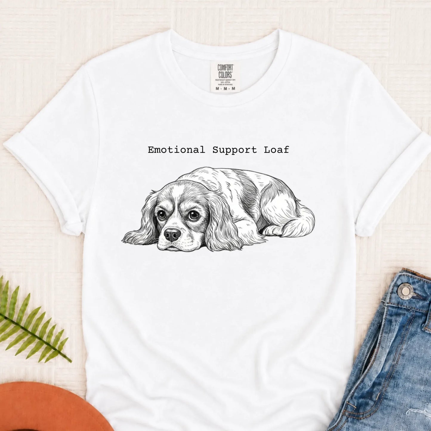 Cavalier Emotional Support Loaf Unisex Tshirt White