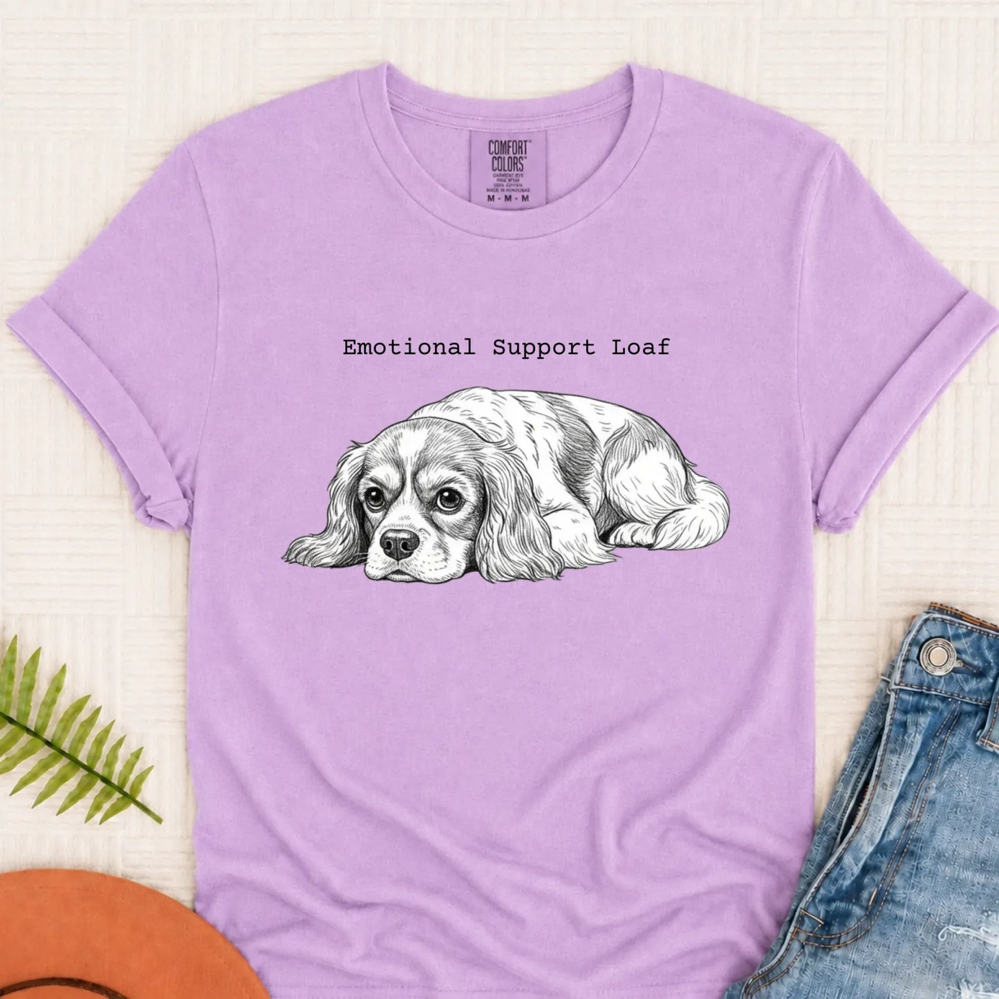 Cavalier Emotional Support Loaf Unisex Tshirt Orchid