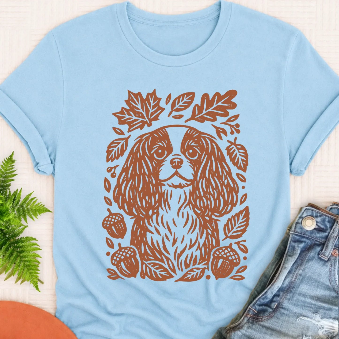 T-Shirt Chambray / S Cavalier Fall Autumn Leaves Unisex TShirt