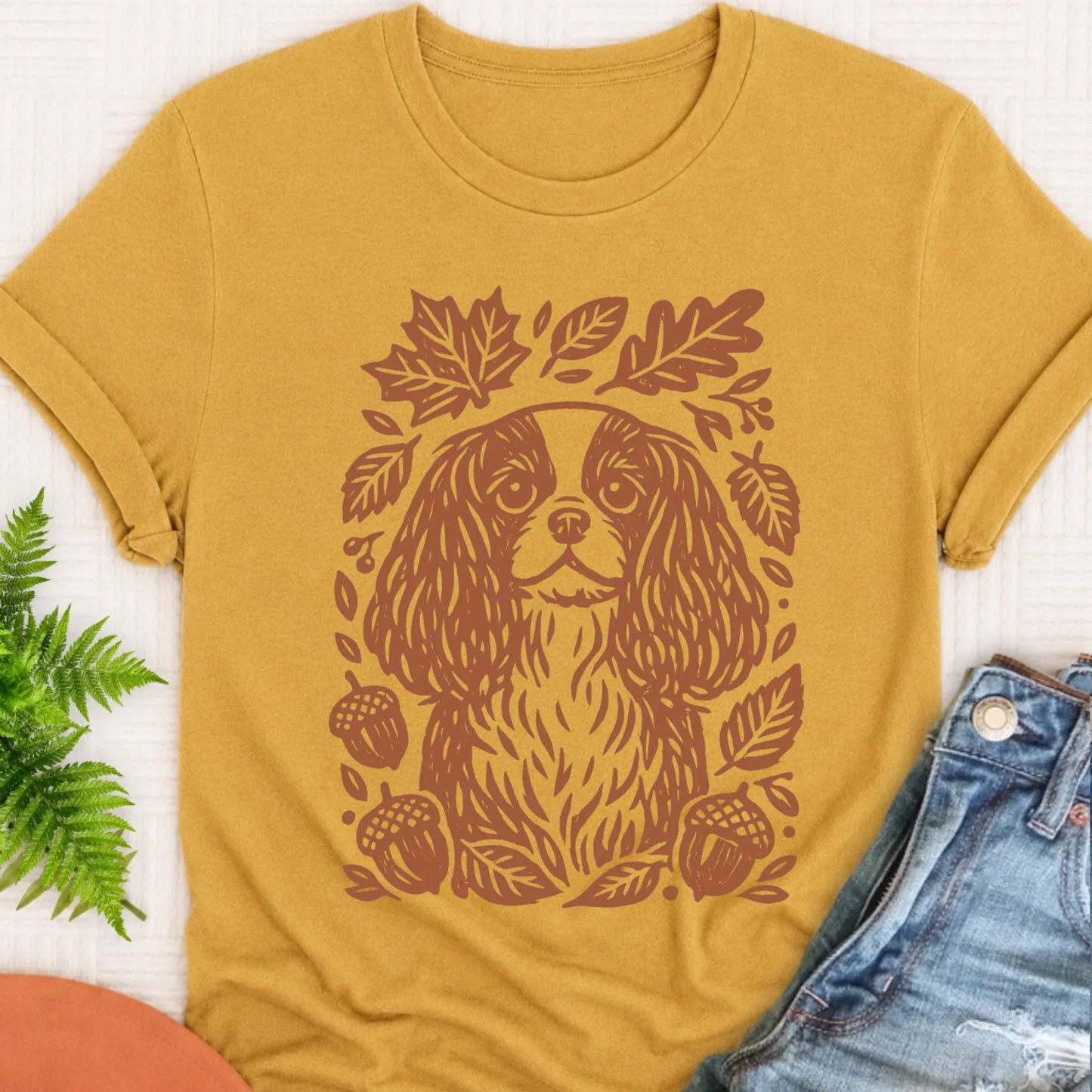 T-Shirt Mustard / S Cavalier Fall Autumn Leaves Unisex TShirt