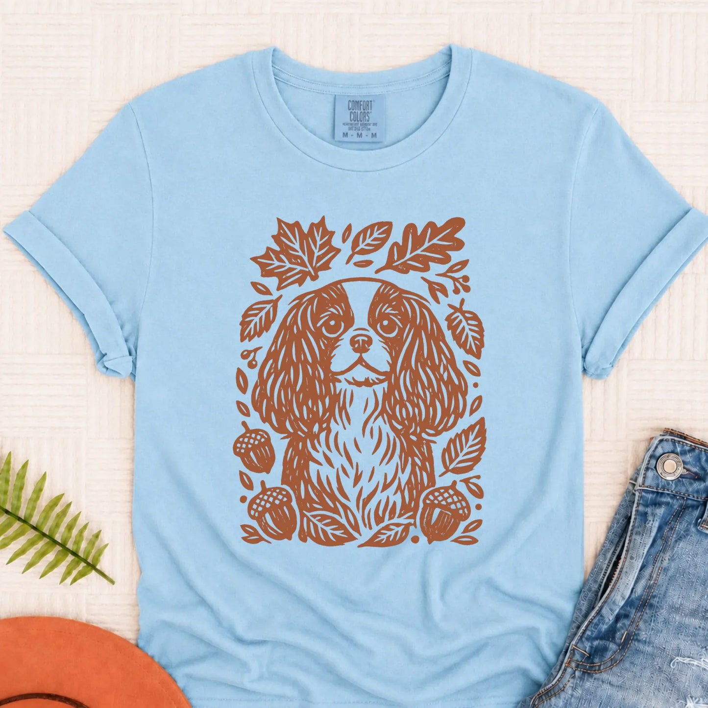 Cavalier Fall Autumn Leaves Unisex TShirt Chambray