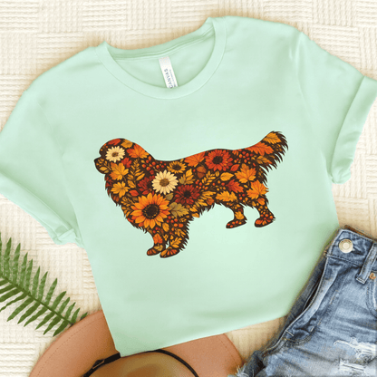 Cavalier Fall Floral Silhouette Unisex TShirt Heather Mint