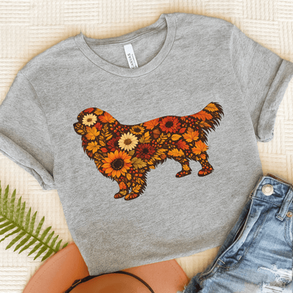 Cavalier Fall Floral Silhouette Unisex TShirt Athletic Heather