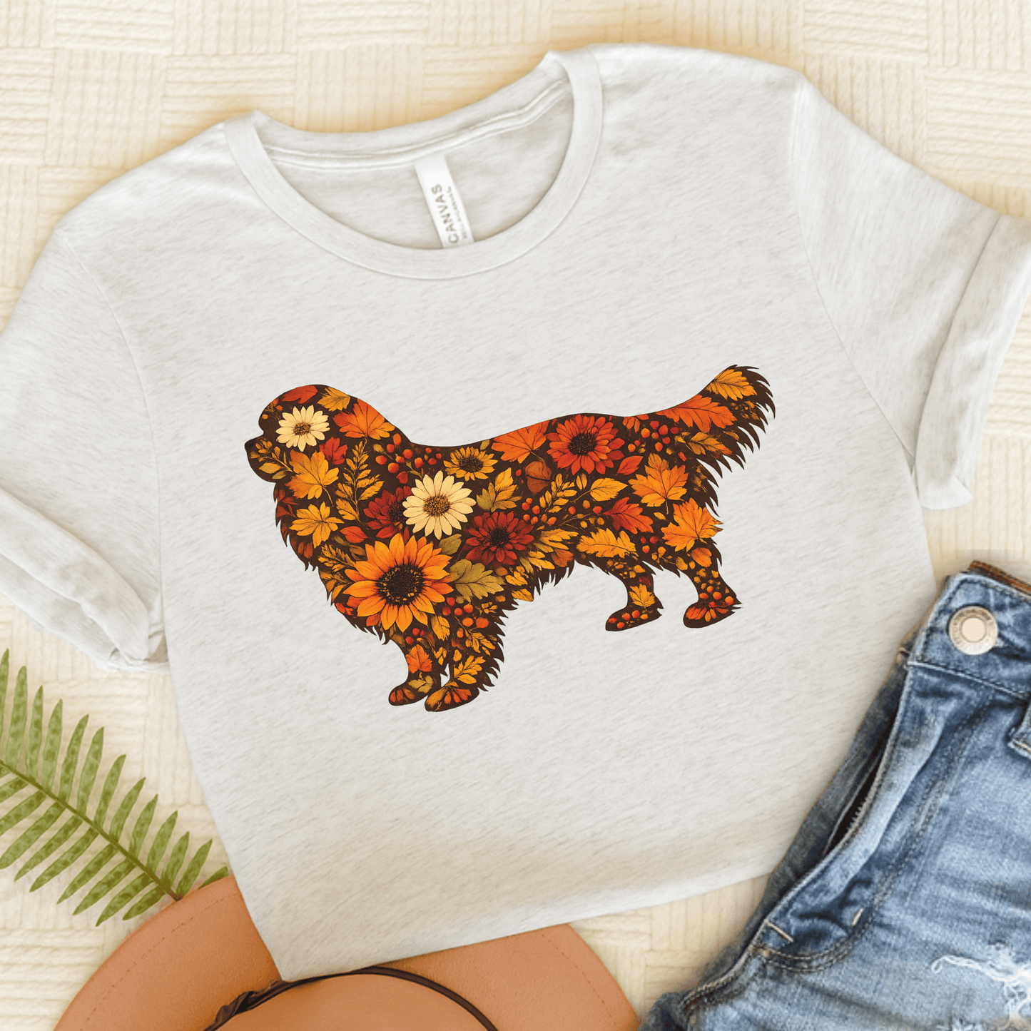 Cavalier Fall Floral Silhouette Unisex TShirt Ash