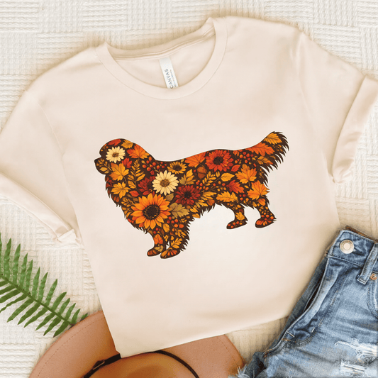 Cavalier Fall Floral Silhouette Unisex TShirt Natural