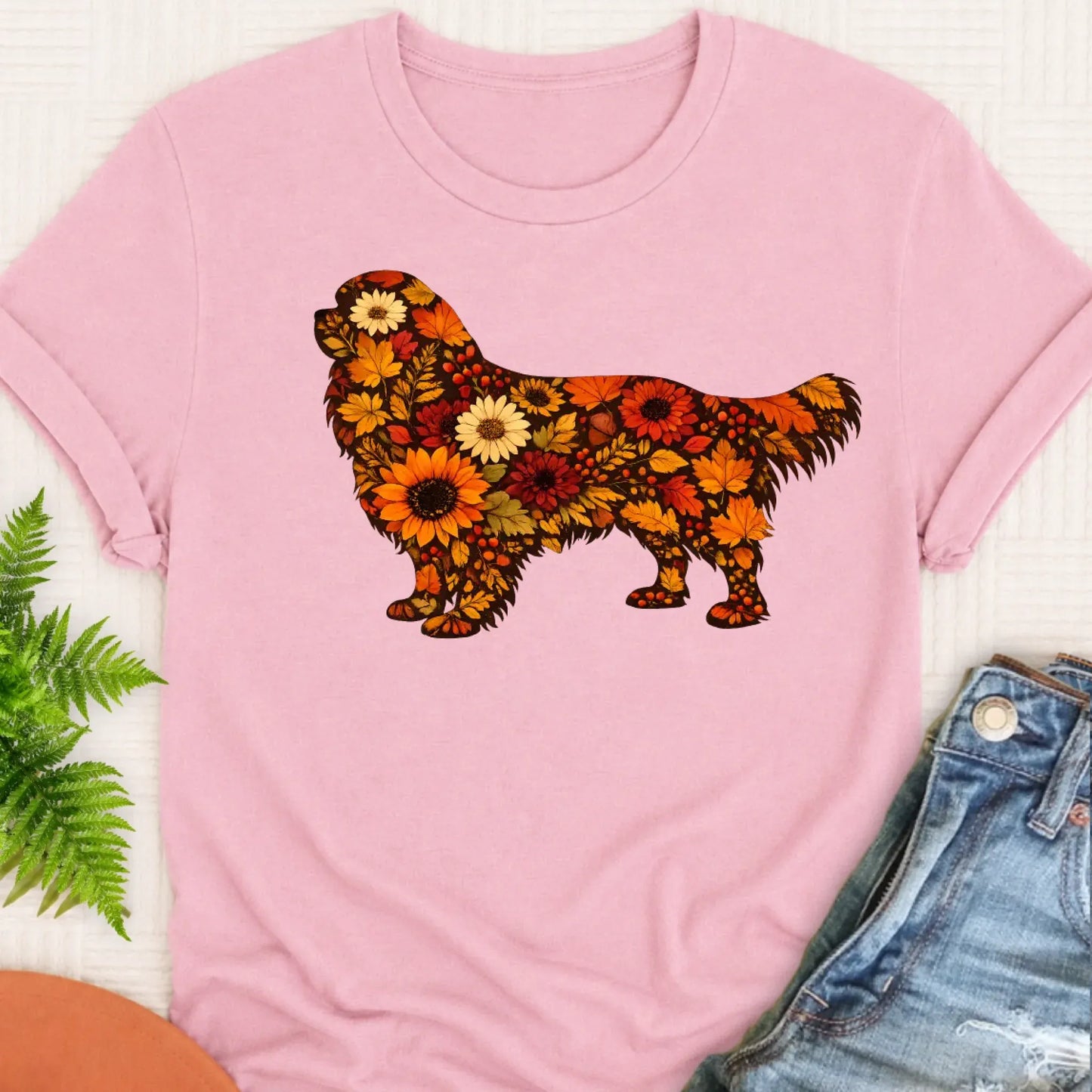 Cavalier Fall Leaves Silhouette Unisex TShirt Blossom