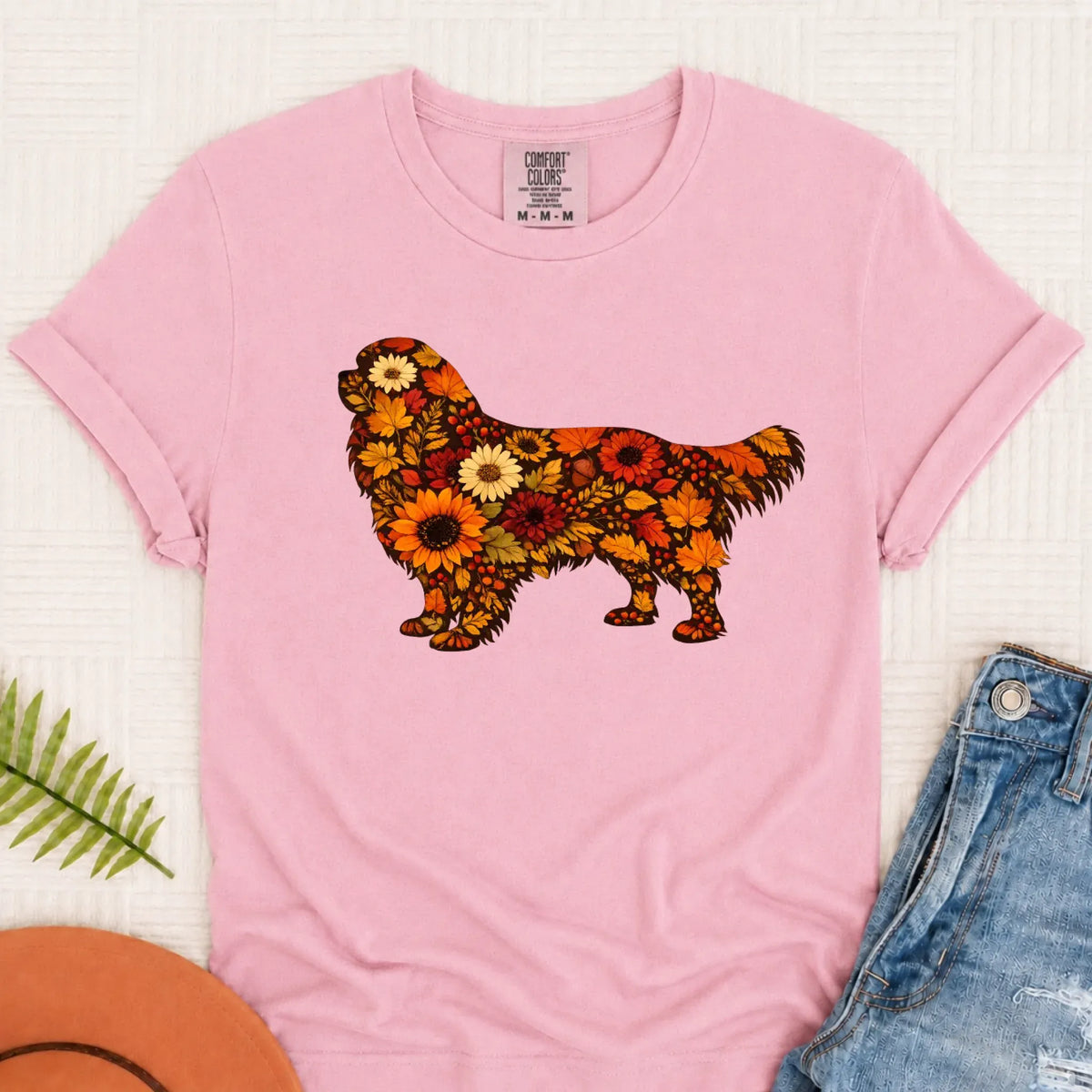 Cavalier Fall Leaves Silhouette Unisex TShirt Blossom