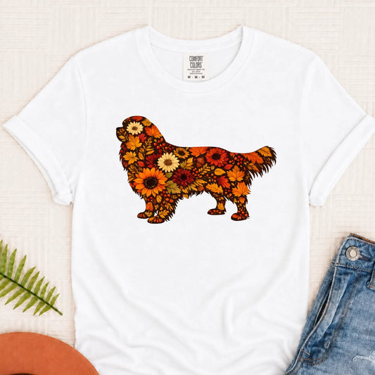 Cavalier Fall Leaves Silhouette Unisex TShirt White