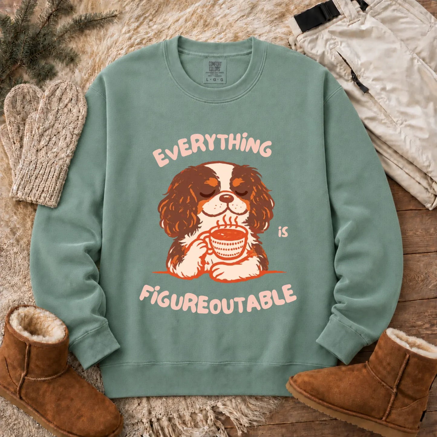 Cavalier Figureoutable Coffee Unisex Sweatshirt Light Green