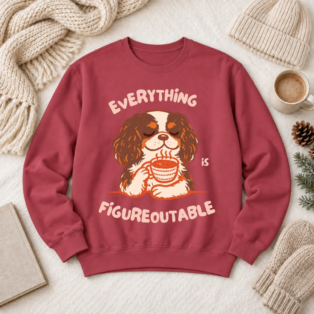Cavalier Figureoutable Coffee Unisex Sweatshirt Crimson