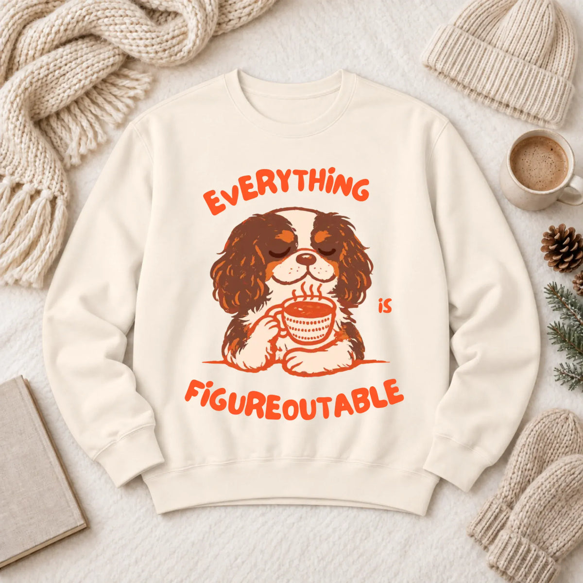 Cavalier Figureoutable Coffee Unisex Sweatshirt Ivory