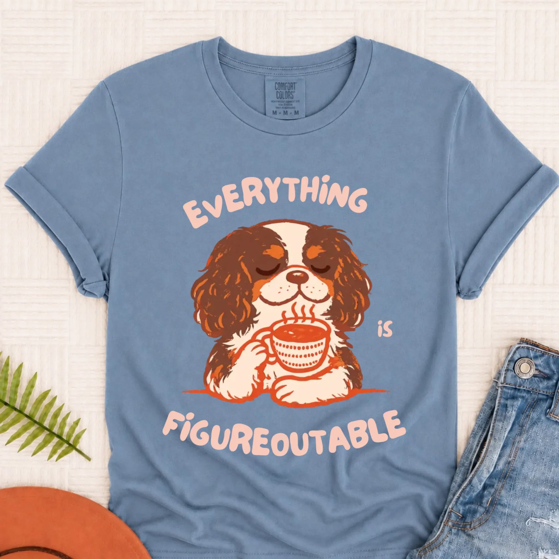 Cavalier Figureoutable Coffee Unisex Tshirt Blue Jean