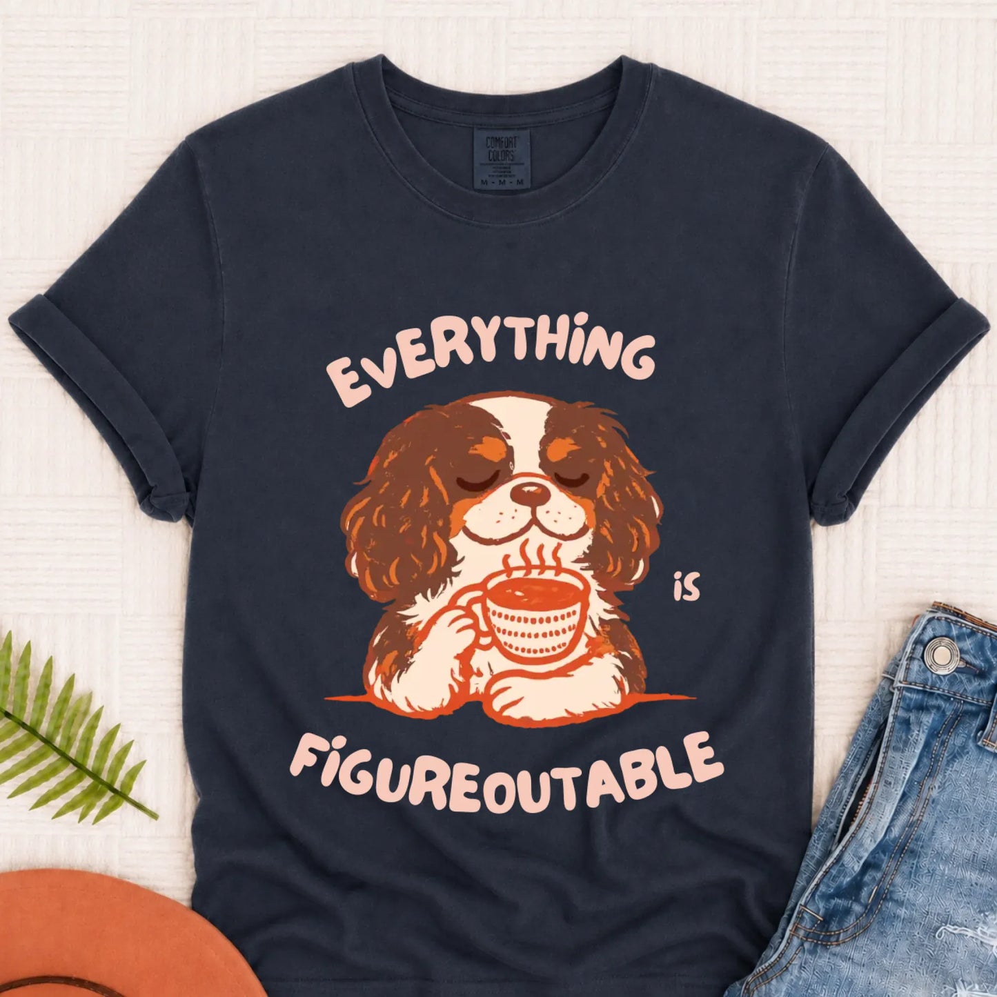 Cavalier Figureoutable Coffee Unisex Tshirt Navy