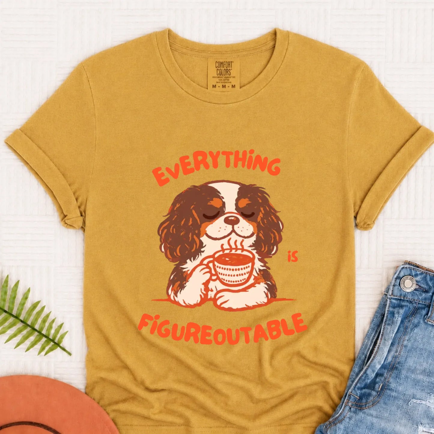 Cavalier Figureoutable Coffee Unisex Tshirt Mustard