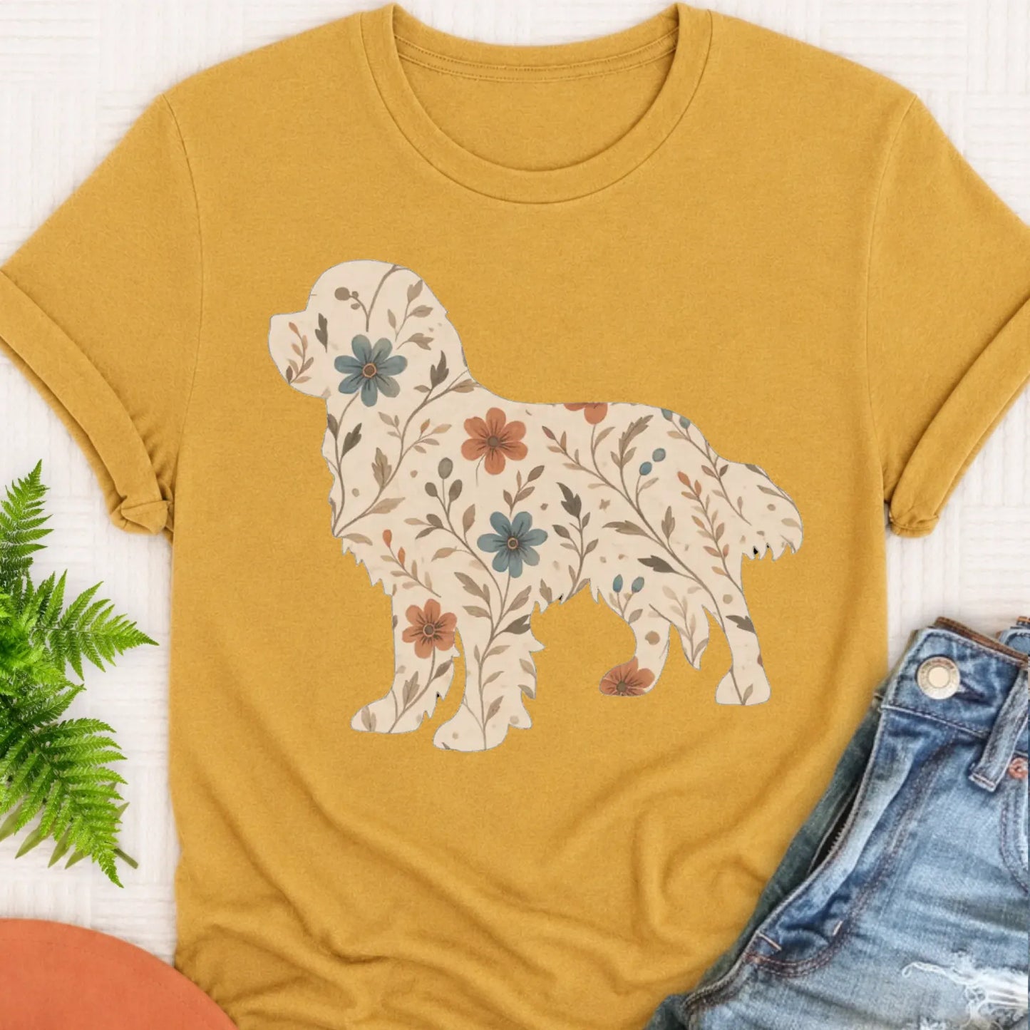 T-Shirt Mustard / S Cavalier Floral Gardening Silhouette Unisex TShirt