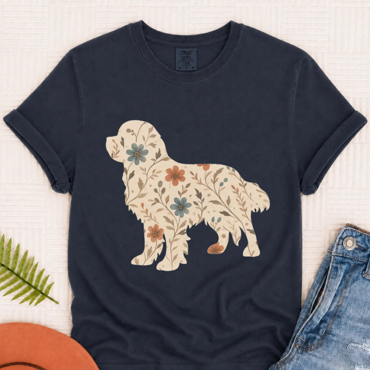 Cavalier Floral Gardening Silhouette Unisex TShirt Navy