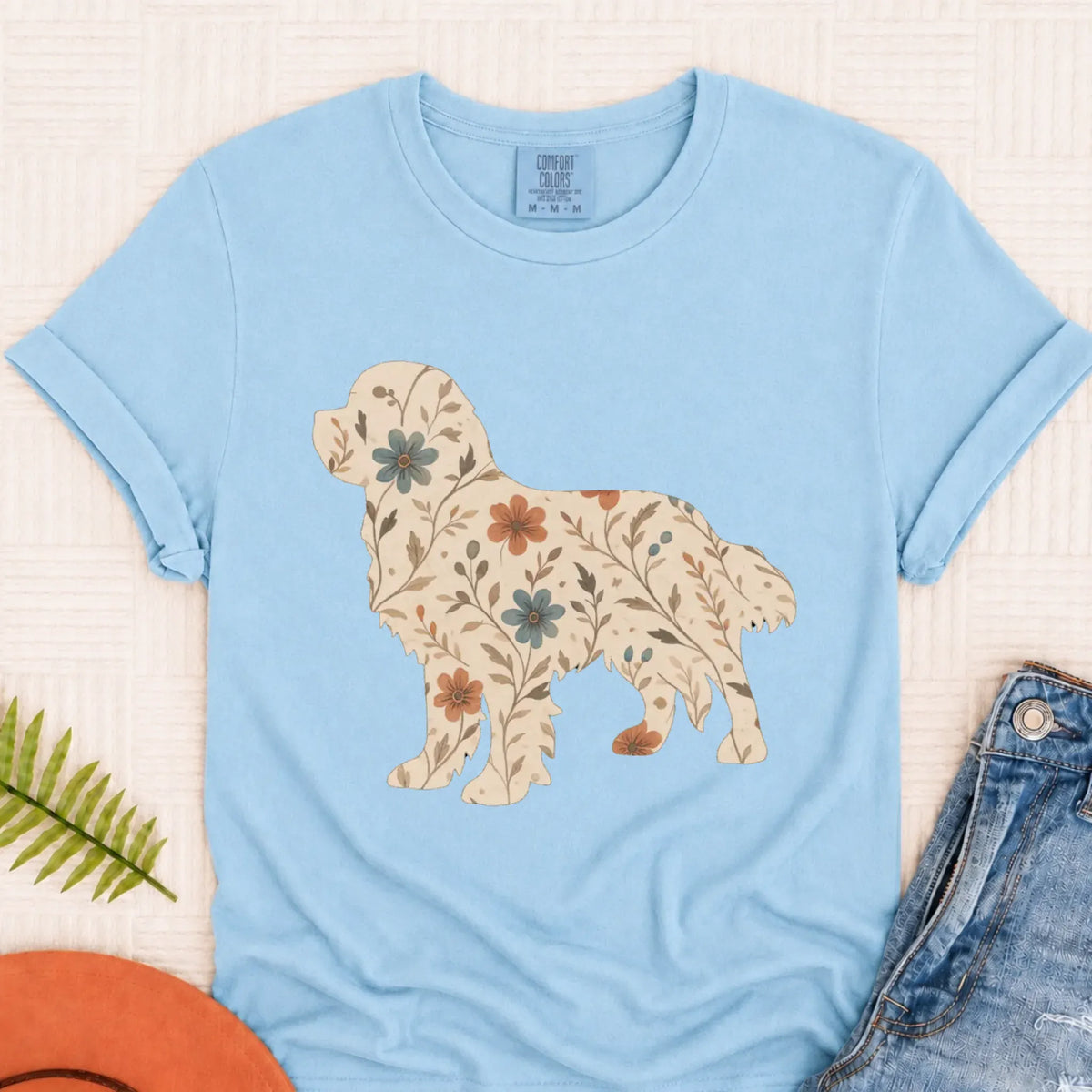 Cavalier Floral Gardening Silhouette Unisex TShirt Chambray
