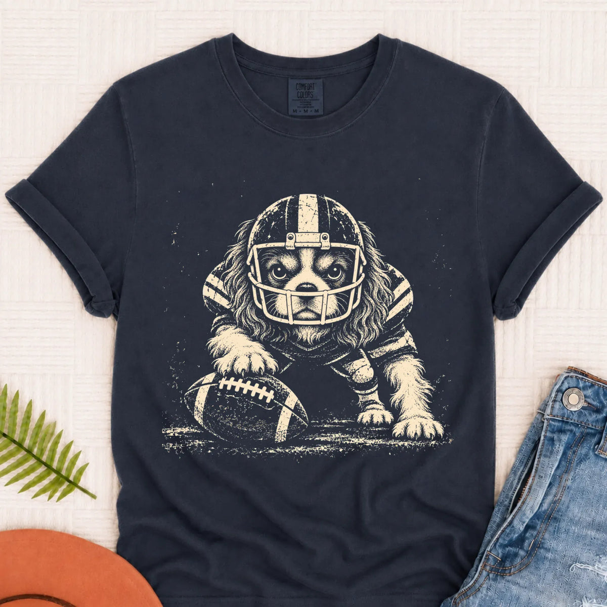 Cavalier Football Grunge Unisex TShirt Navy