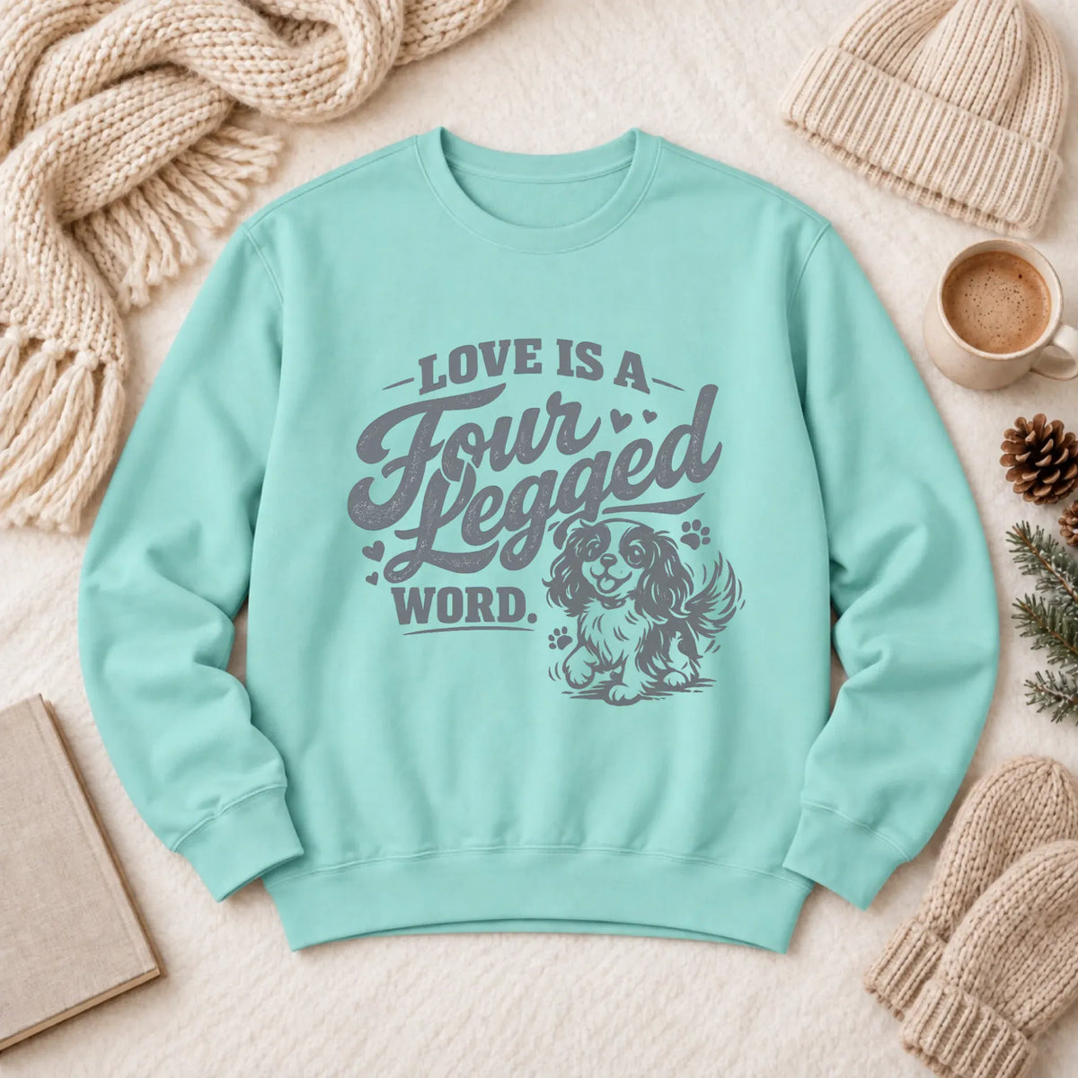 Cavalier Four Legged Love Unisex Sweatshirt Chalky Mint