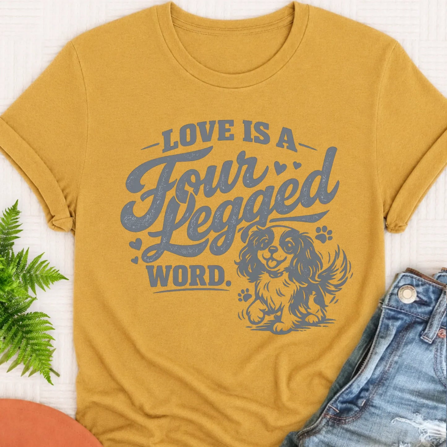 T-Shirt Mustard / S Cavalier Four Legged Love Unisex Tshirt