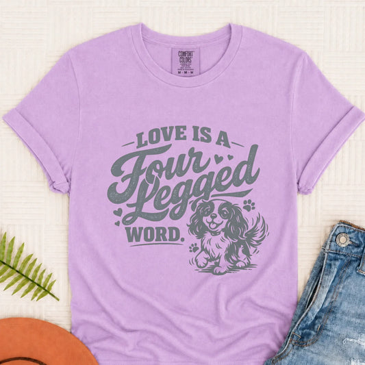 Cavalier Four Legged Love Unisex Tshirt Orchid