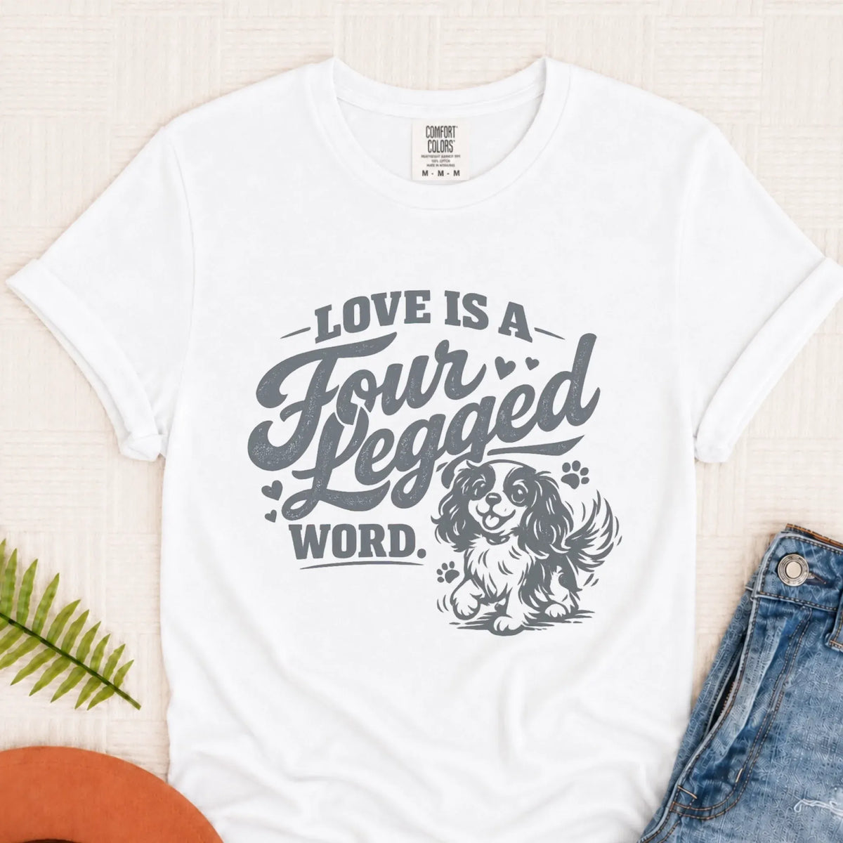 Cavalier Four Legged Love Unisex Tshirt White
