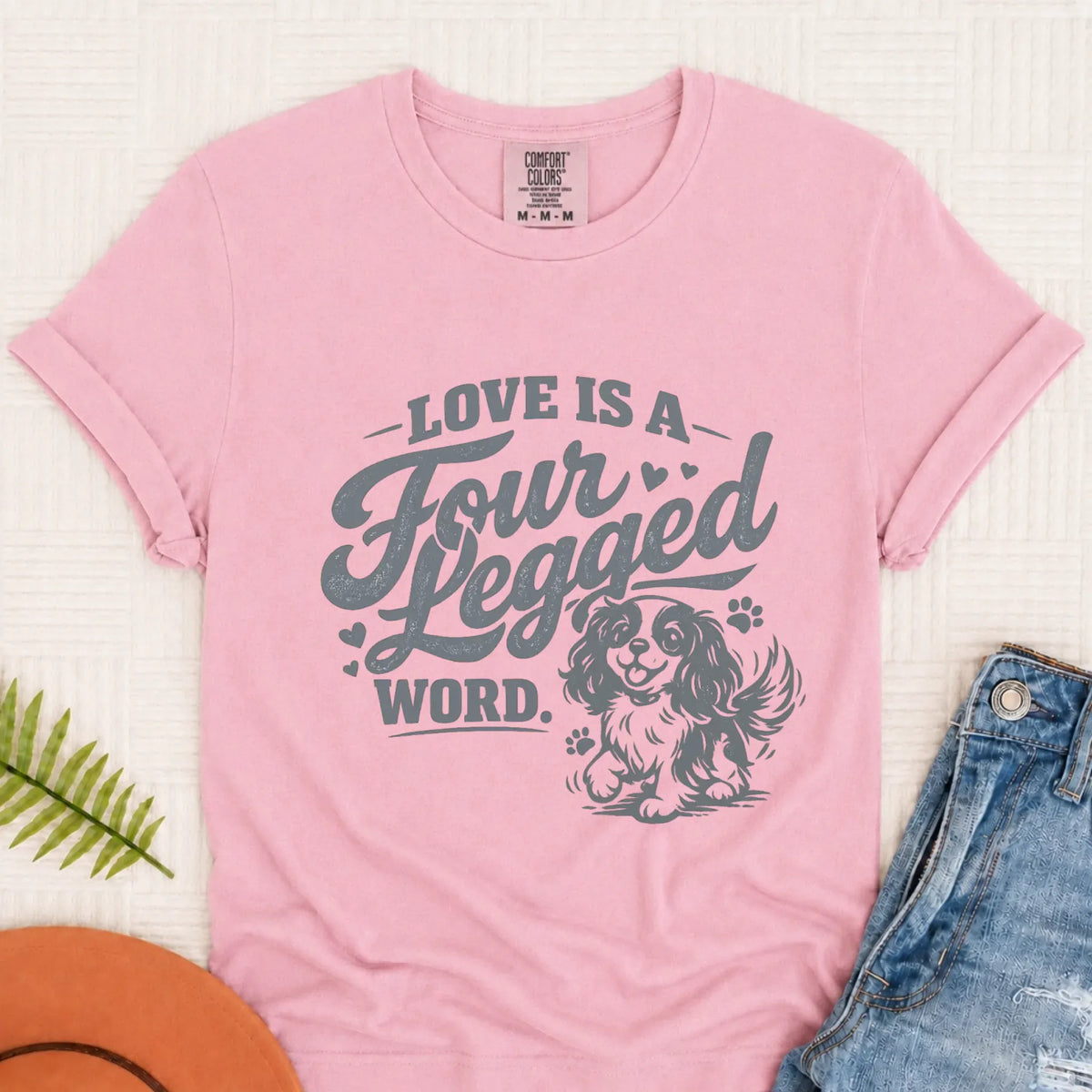 Cavalier Four Legged Love Unisex Tshirt Blossom
