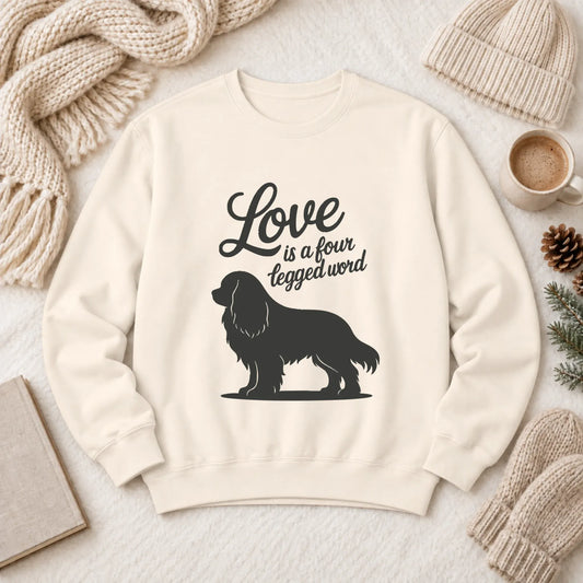 Cavalier Four Legged Word Unisex Sweatshirt Ivory