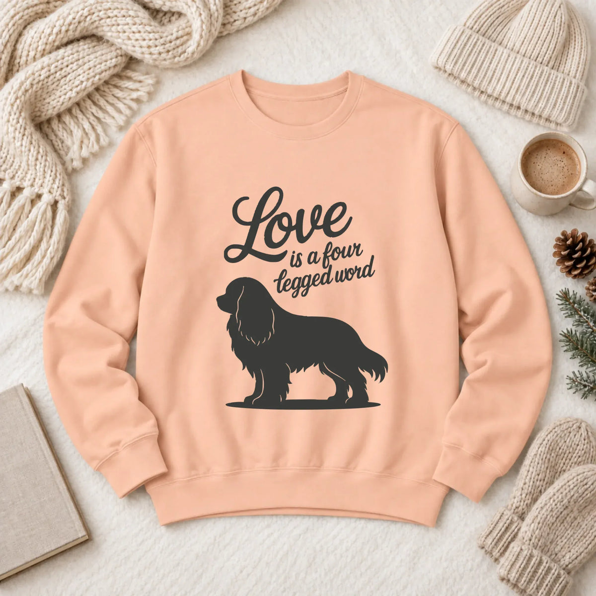Cavalier Four Legged Word Unisex Sweatshirt Peachy