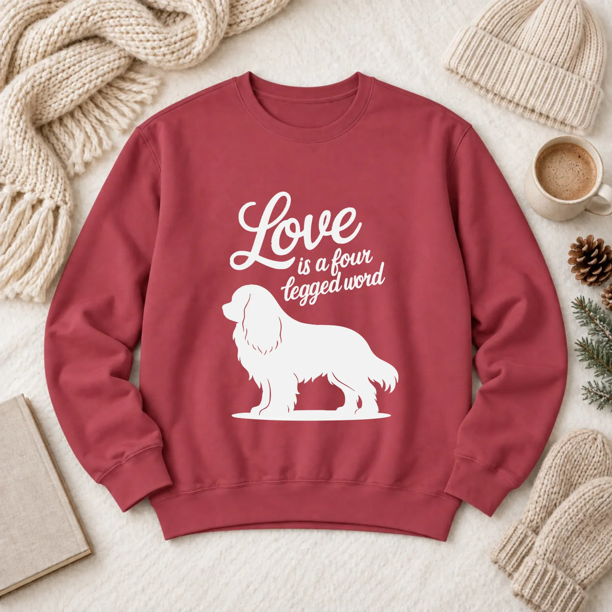 Cavalier Four Legged Word Unisex Sweatshirt Crimson