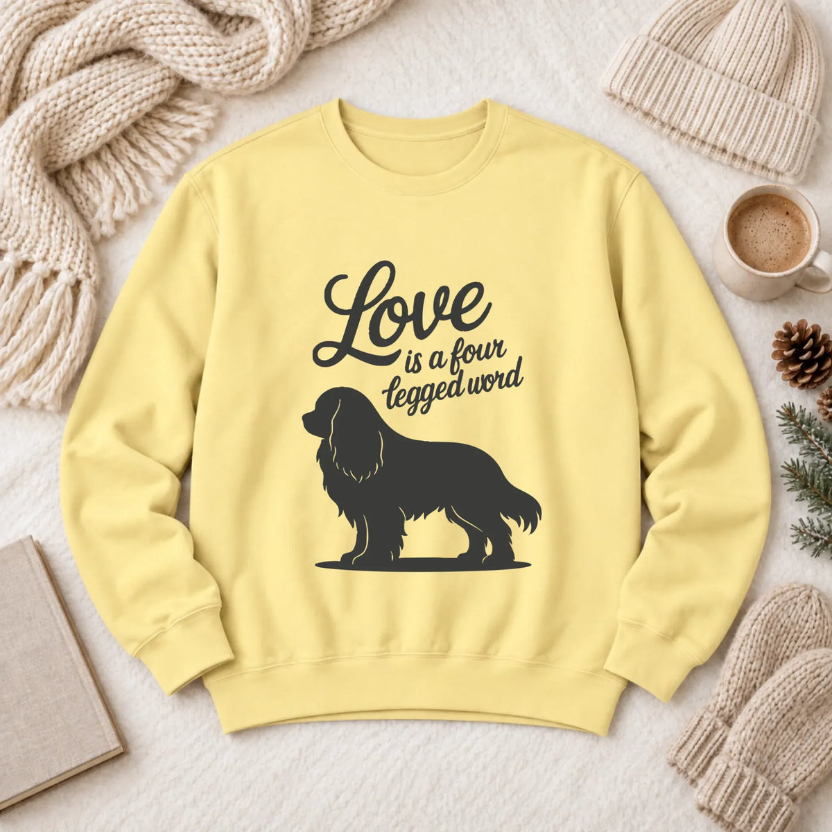 Cavalier Four Legged Word Unisex Sweatshirt Butter
