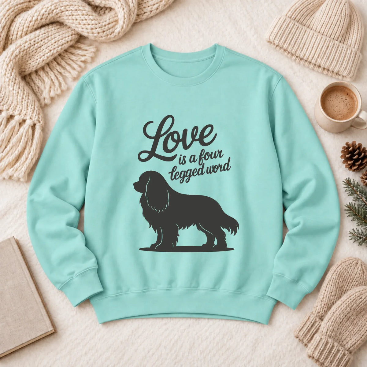 Cavalier Four Legged Word Unisex Sweatshirt Chalky Mint