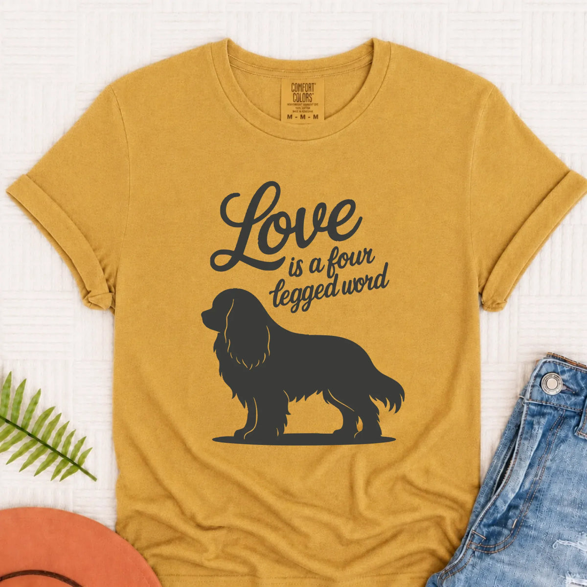 Cavalier Four Legged Word Unisex TShirt Mustard