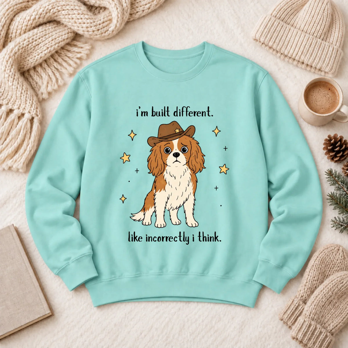Cavalier Funny Built Different Unisex Sweatshirt Chalky Mint
