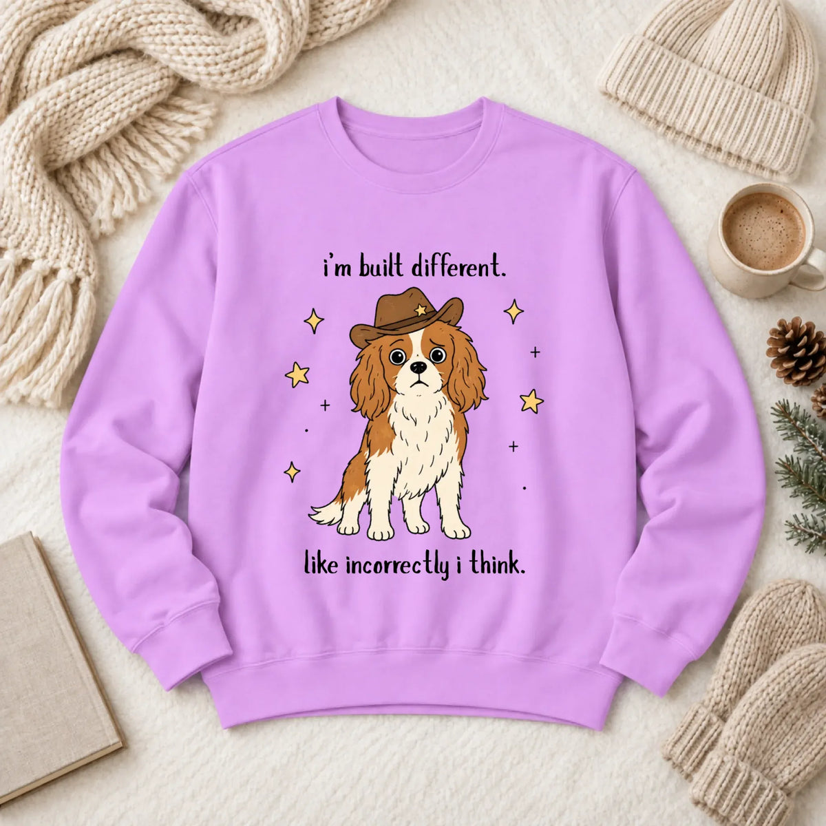 Cavalier Funny Built Different Unisex Sweatshirt Neon Violet