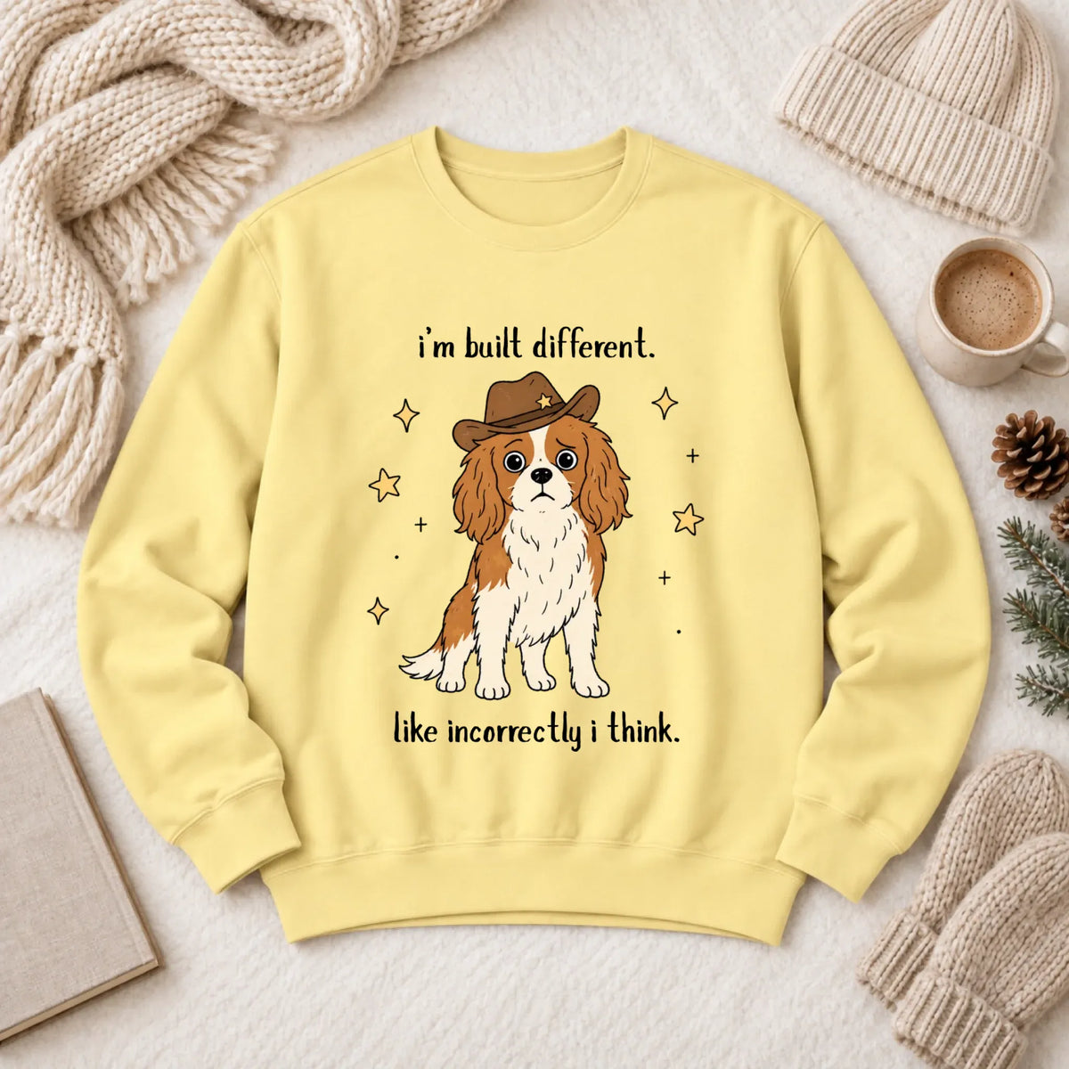 Cavalier Funny Built Different Unisex Sweatshirt Butter
