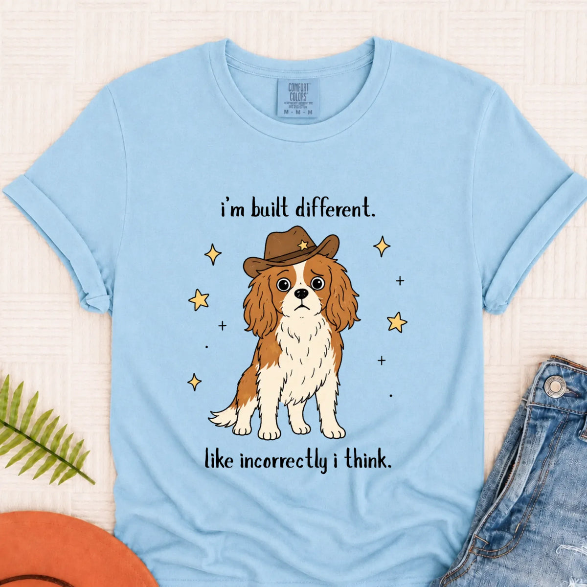 Cavalier Funny Built Different Unisex TShirt Chambray