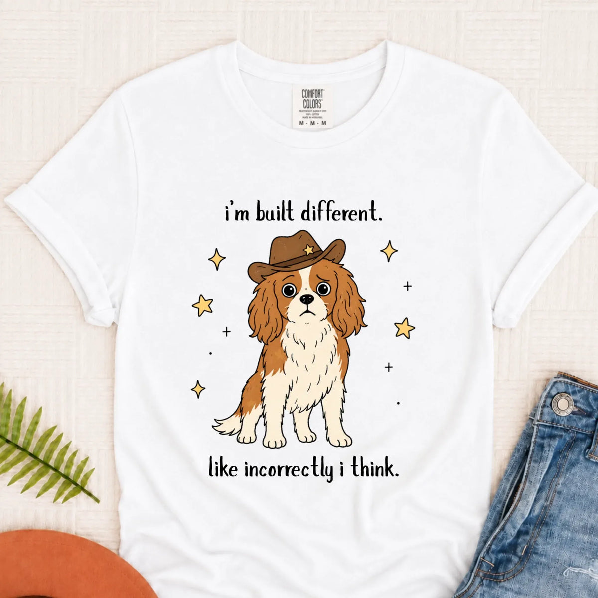 Cavalier Funny Built Different Unisex TShirt White