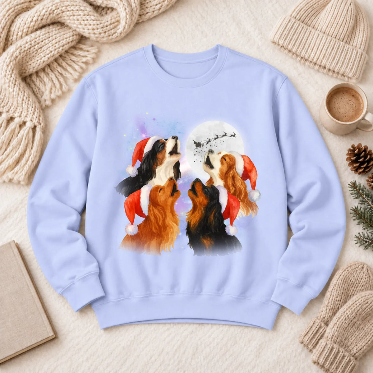 Cavalier Funny Christmas Howliday Unisex Sweatshirt Hydrangea