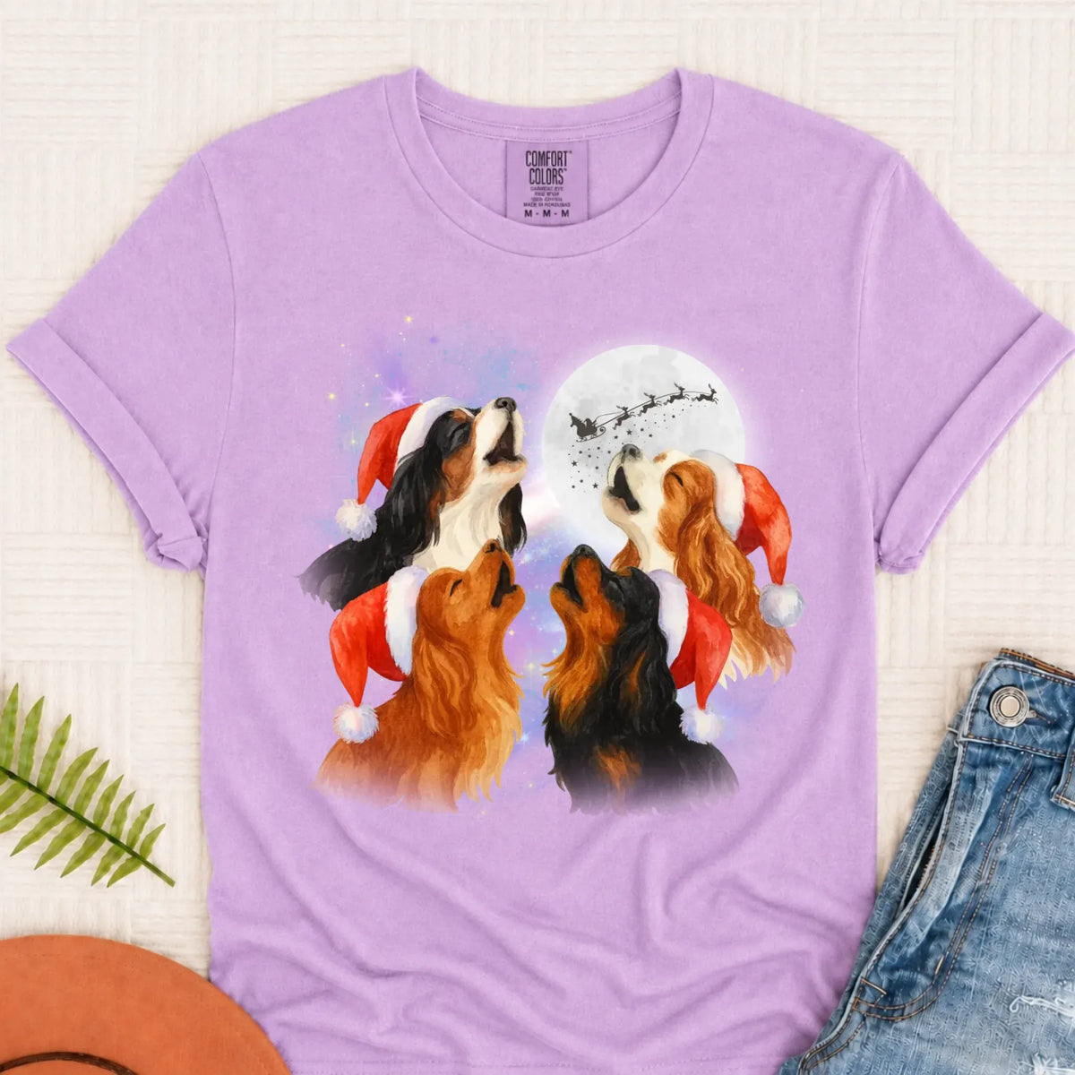 Cavalier Funny Christmas Howliday Unisex TShirt Orchid