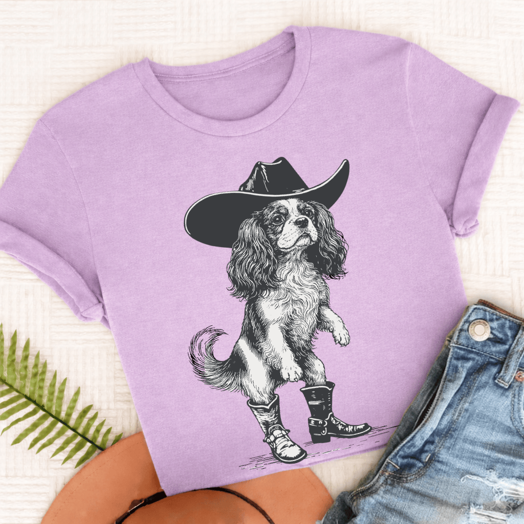 Cavalier Funny Cowboy Unisex TShirt Comfort Colors Orchid